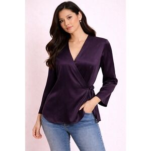 Chico's-Deep Purple Silk Wrap Blouse Size 1
